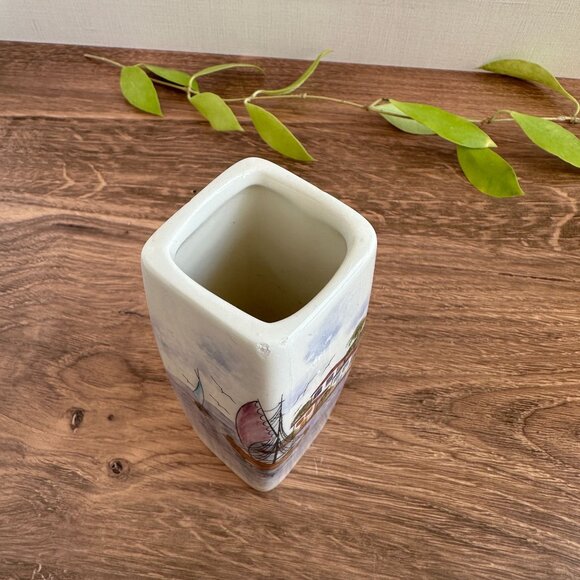 Handmade Ceramic Vase With Coastal & Floral Designs Greece Artist Signed 6" Tall - Picture 8 of 9